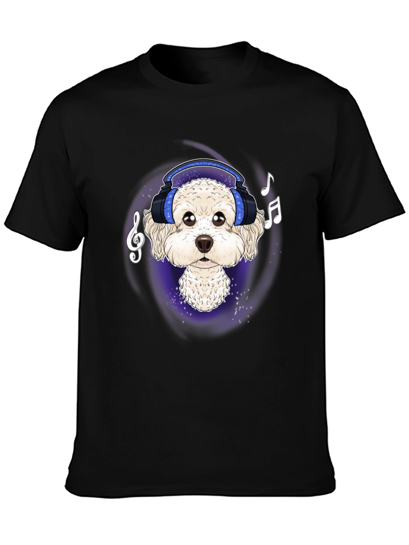 Dog DJ Graphic Tee - Stylish Black Cotton T-Shirt