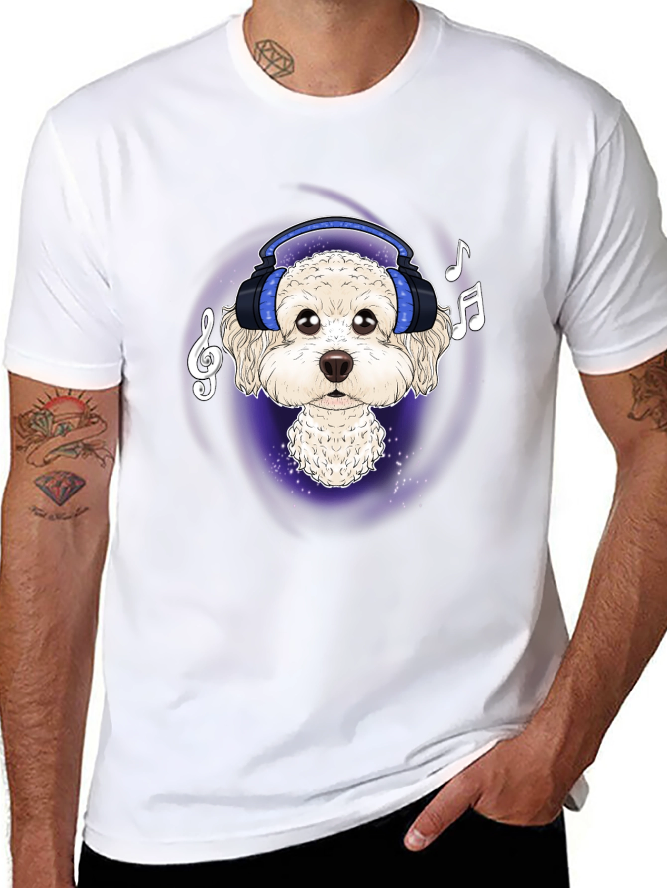 Dog DJ Graphic Tee - Stylish Black Cotton T-Shirt