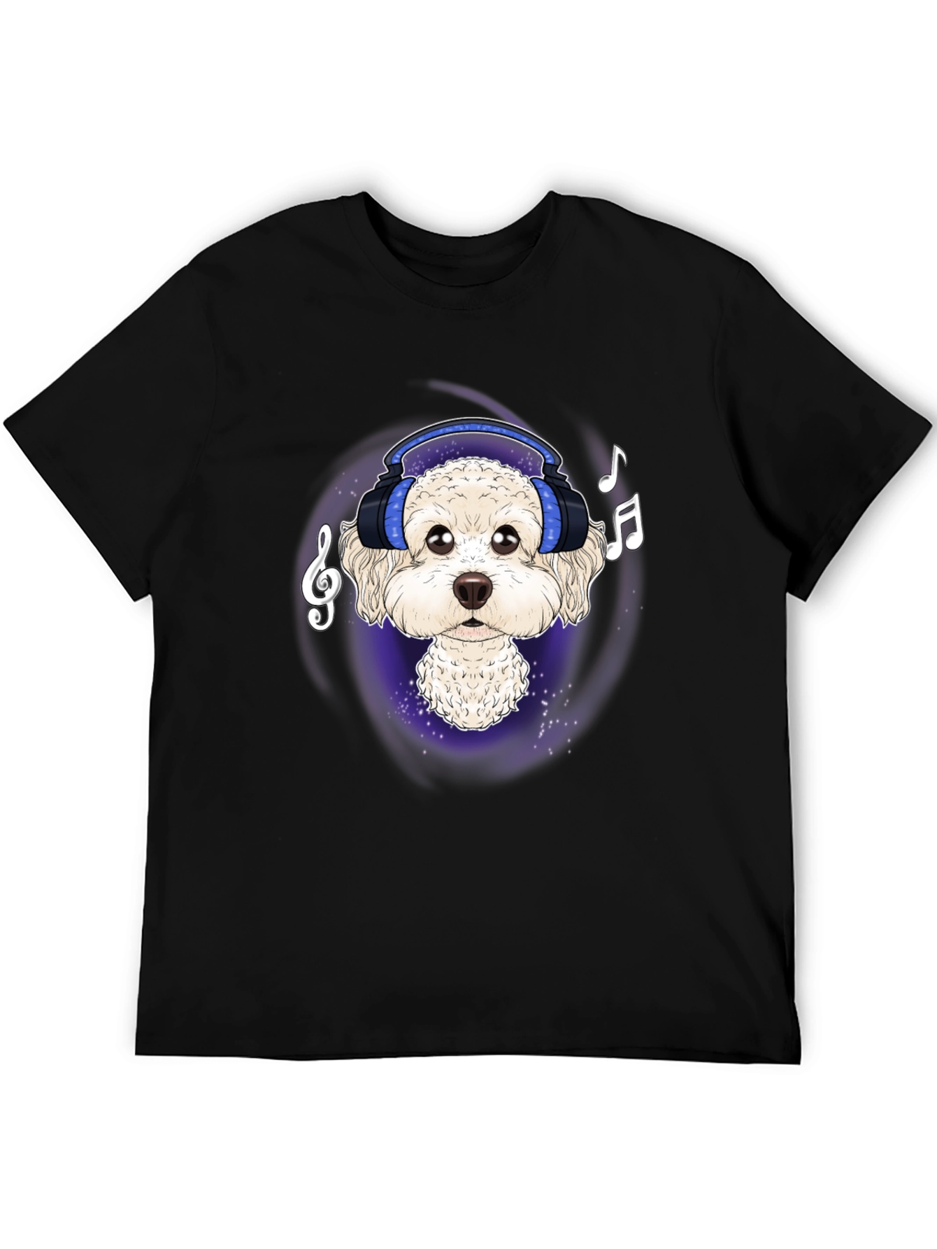 Dog DJ Graphic Tee - Stylish Black Cotton T-Shirt