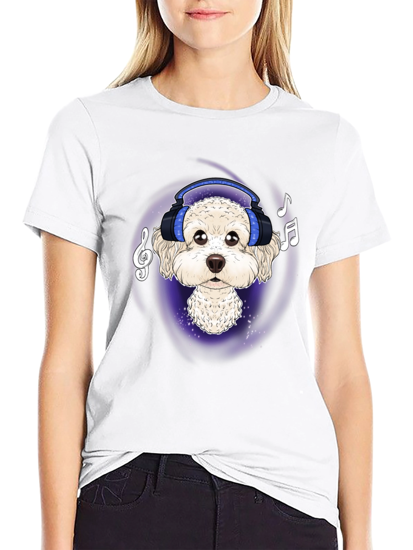 Dog DJ Graphic Tee - Stylish Black Cotton T-Shirt