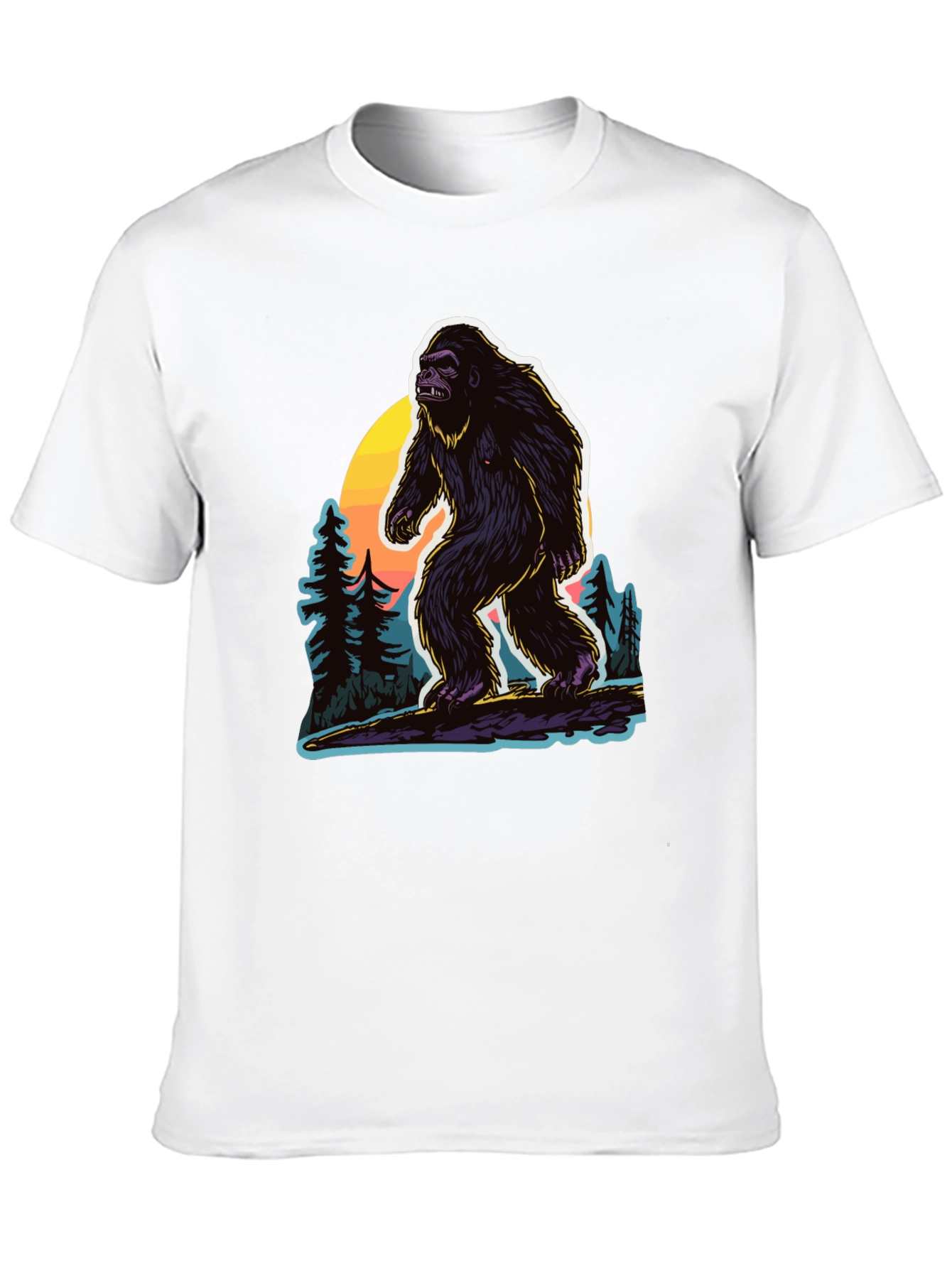 Bigfoot Sunset Tee - Cryptid Adventure Shirt