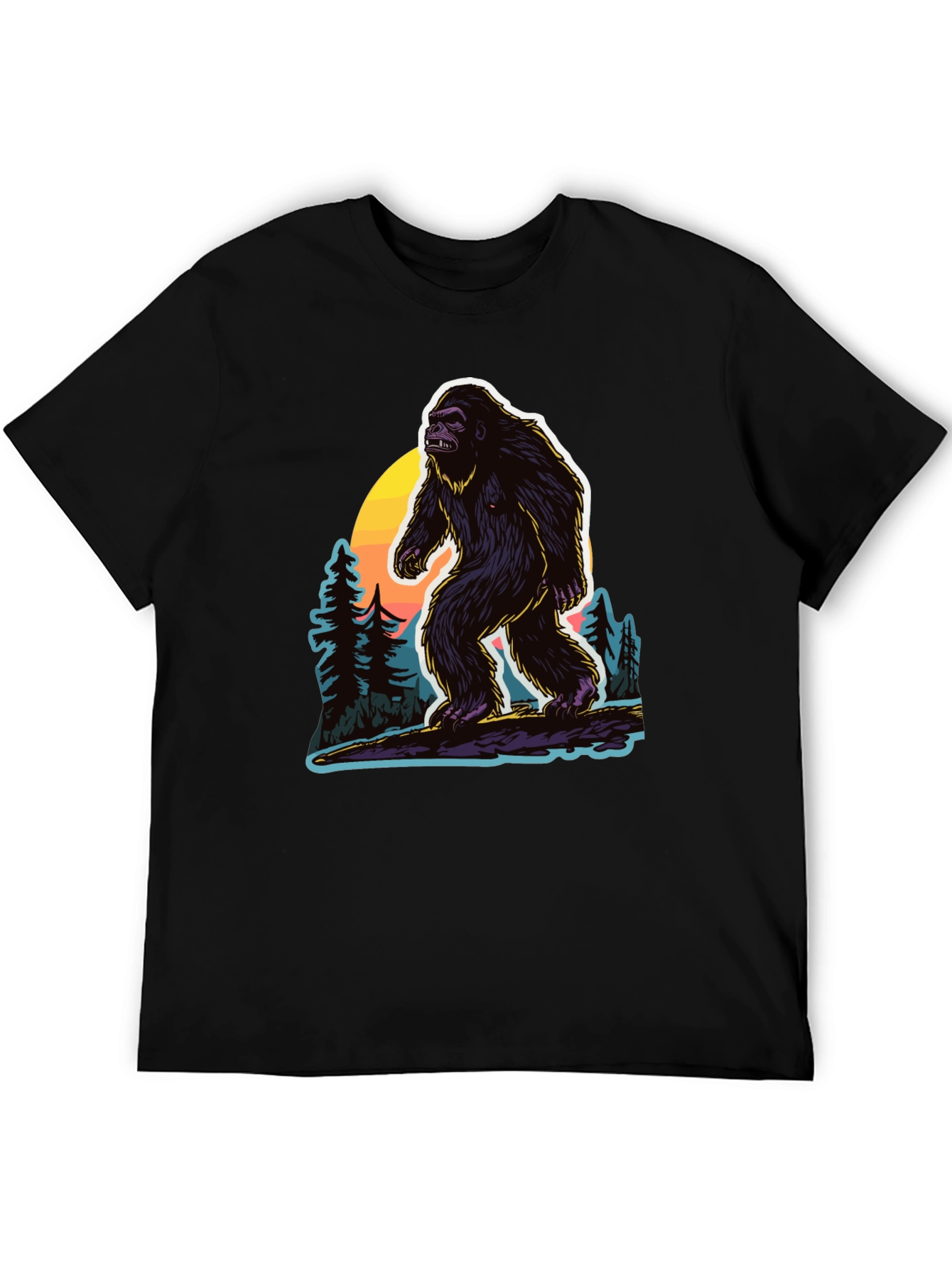 Bigfoot Sunset Tee - Cryptid Adventure Shirt