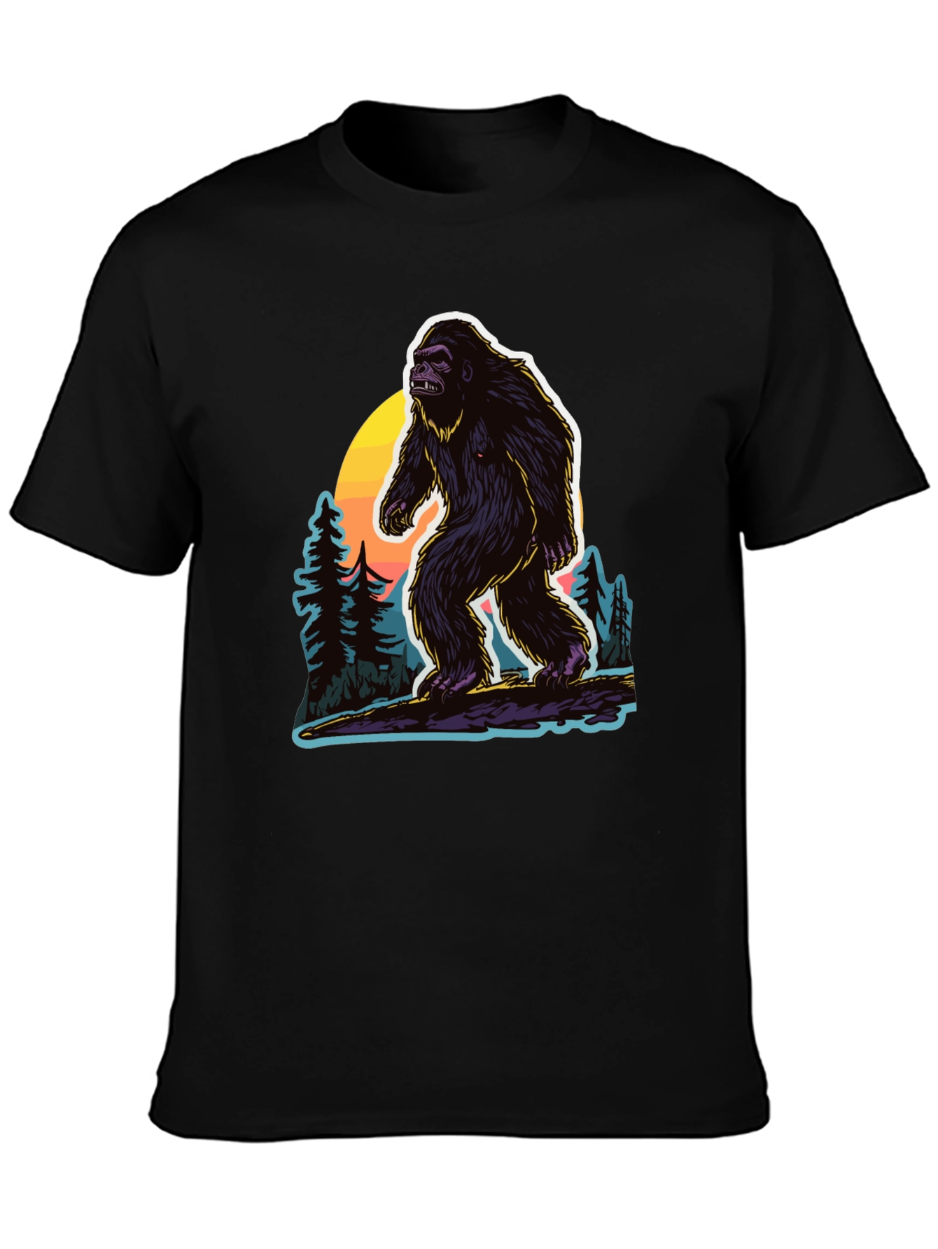 Bigfoot Sunset Tee - Cryptid Adventure Shirt