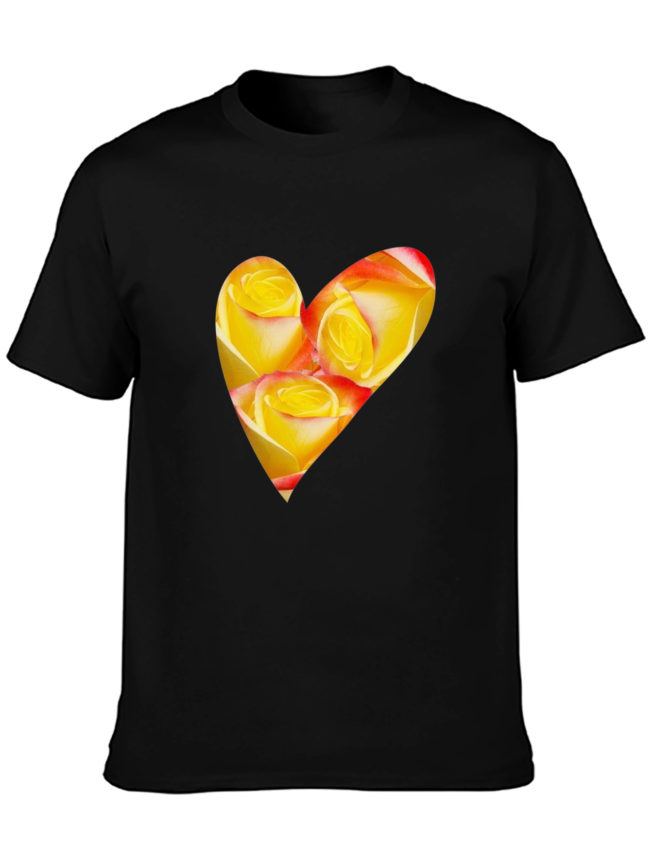 Heart Roses Black T-Shirt