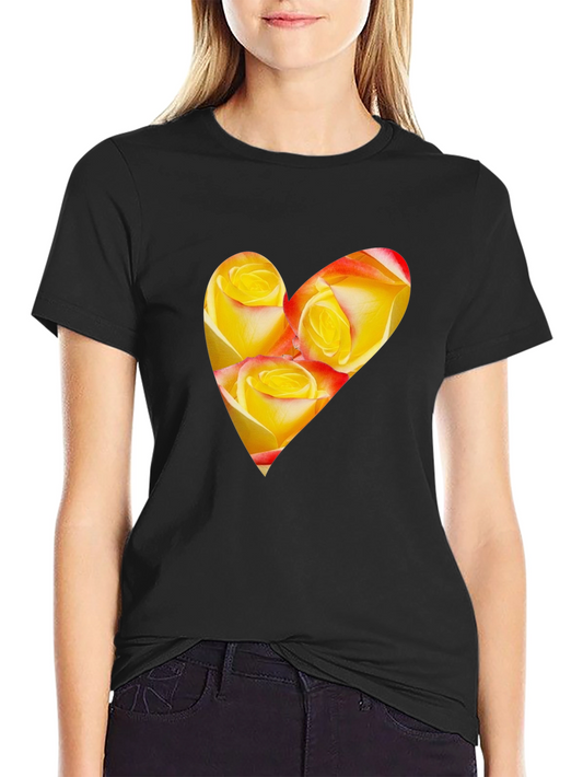 Heart Roses Black T-Shirt
