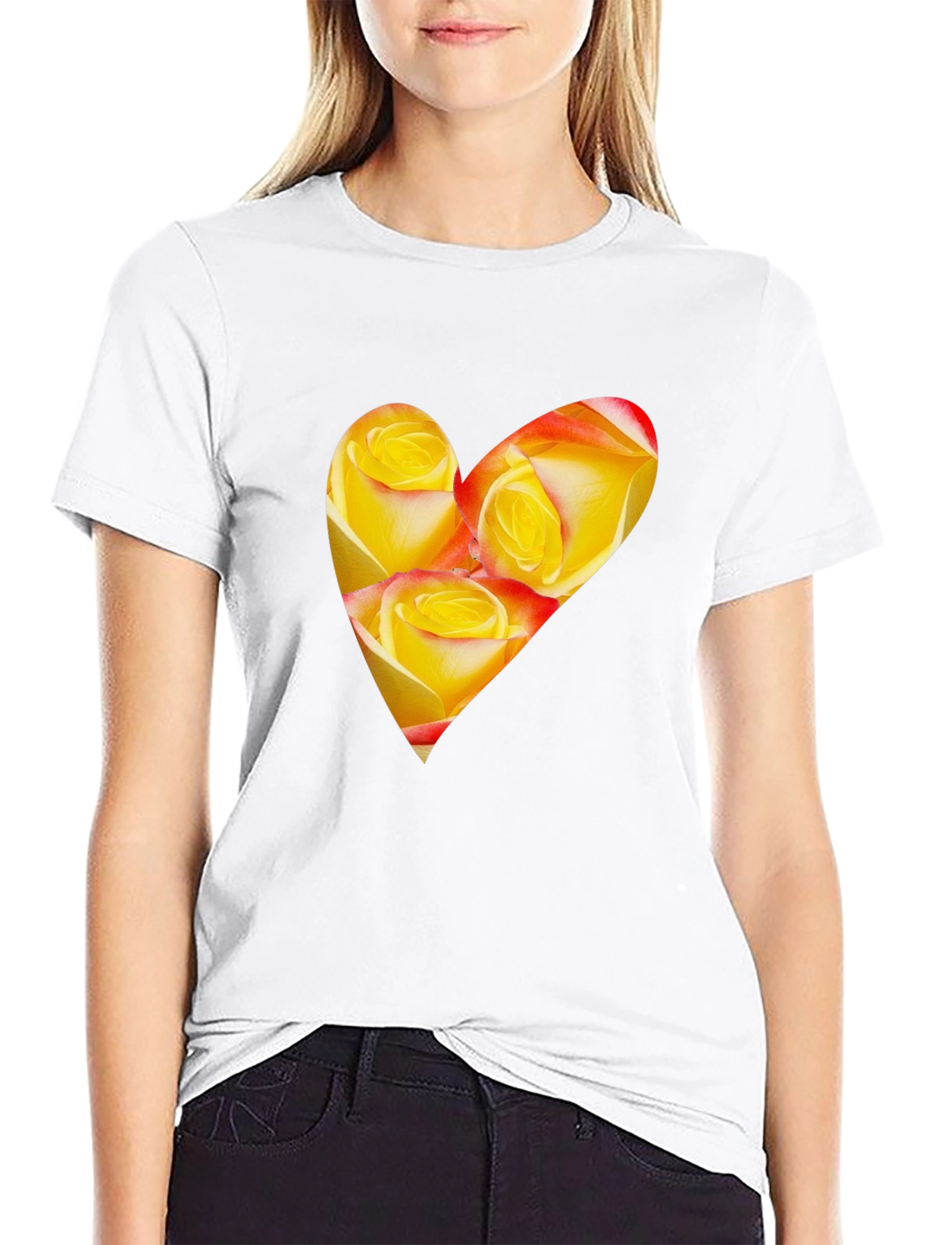 Heart Roses Black T-Shirt