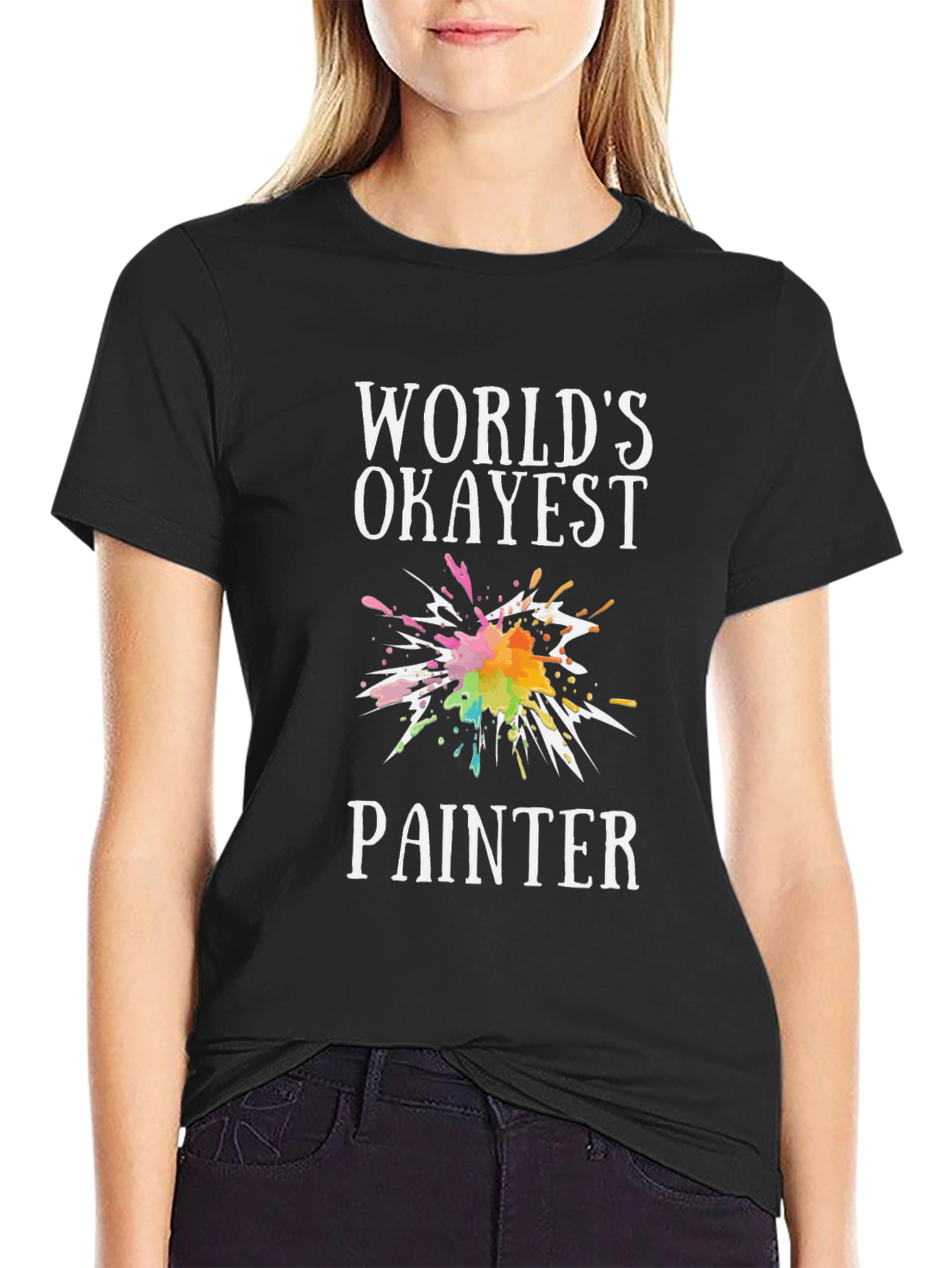 Worlds Okayest Painter T-Shirt - Artsy Black Tee