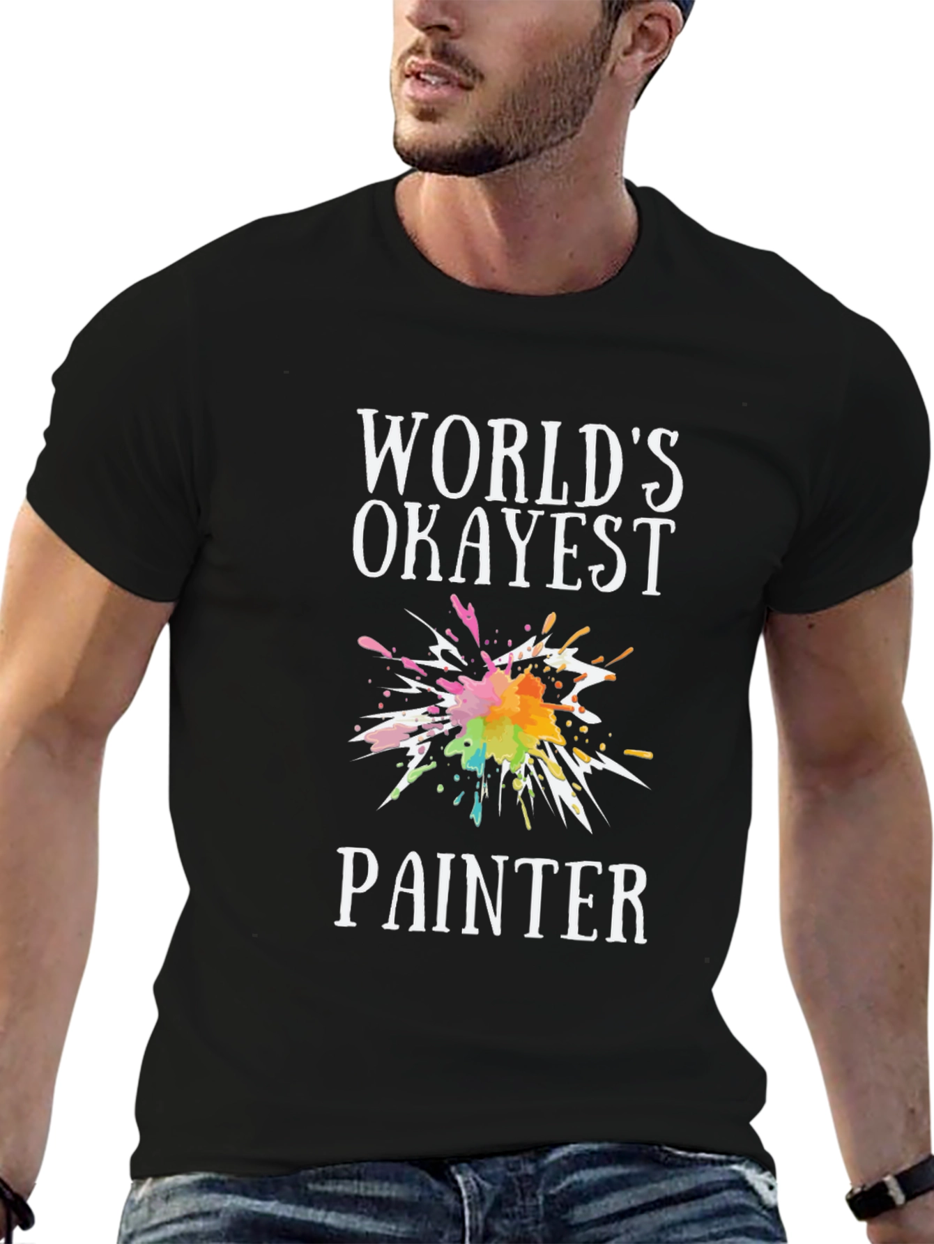 Worlds Okayest Painter T-Shirt - Artsy Black Tee