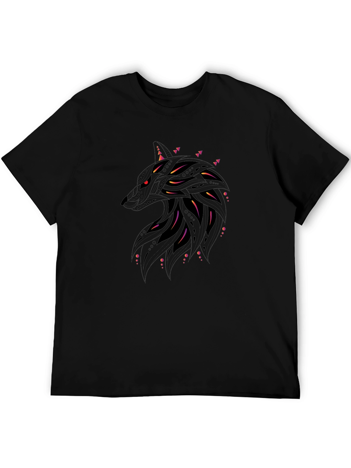 Abstract Wolf Graphic Black T-Shirt