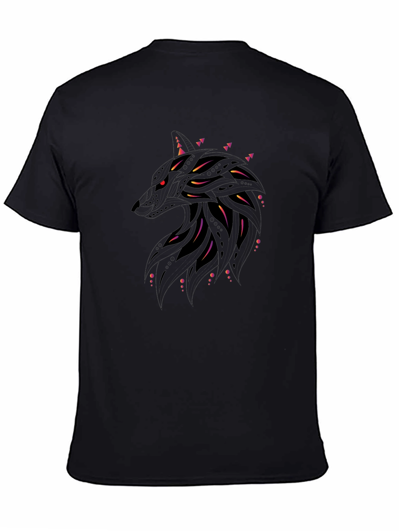 Abstract Wolf Graphic Black T-Shirt
