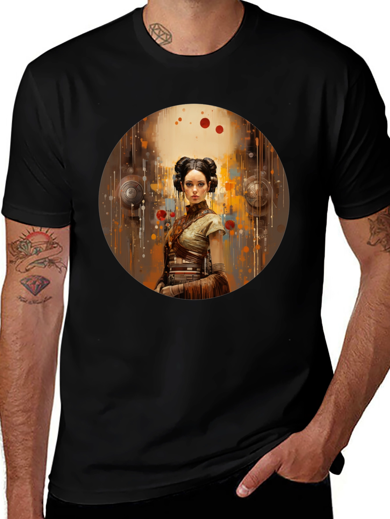 Sci-Fi Princess Graphic Tee - Soft Black Cotton Blend