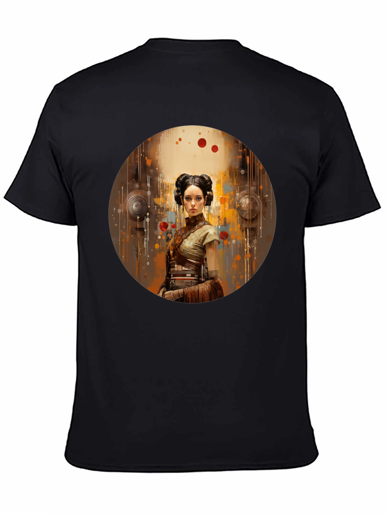 Sci-Fi Princess Graphic Tee - Soft Black Cotton Blend