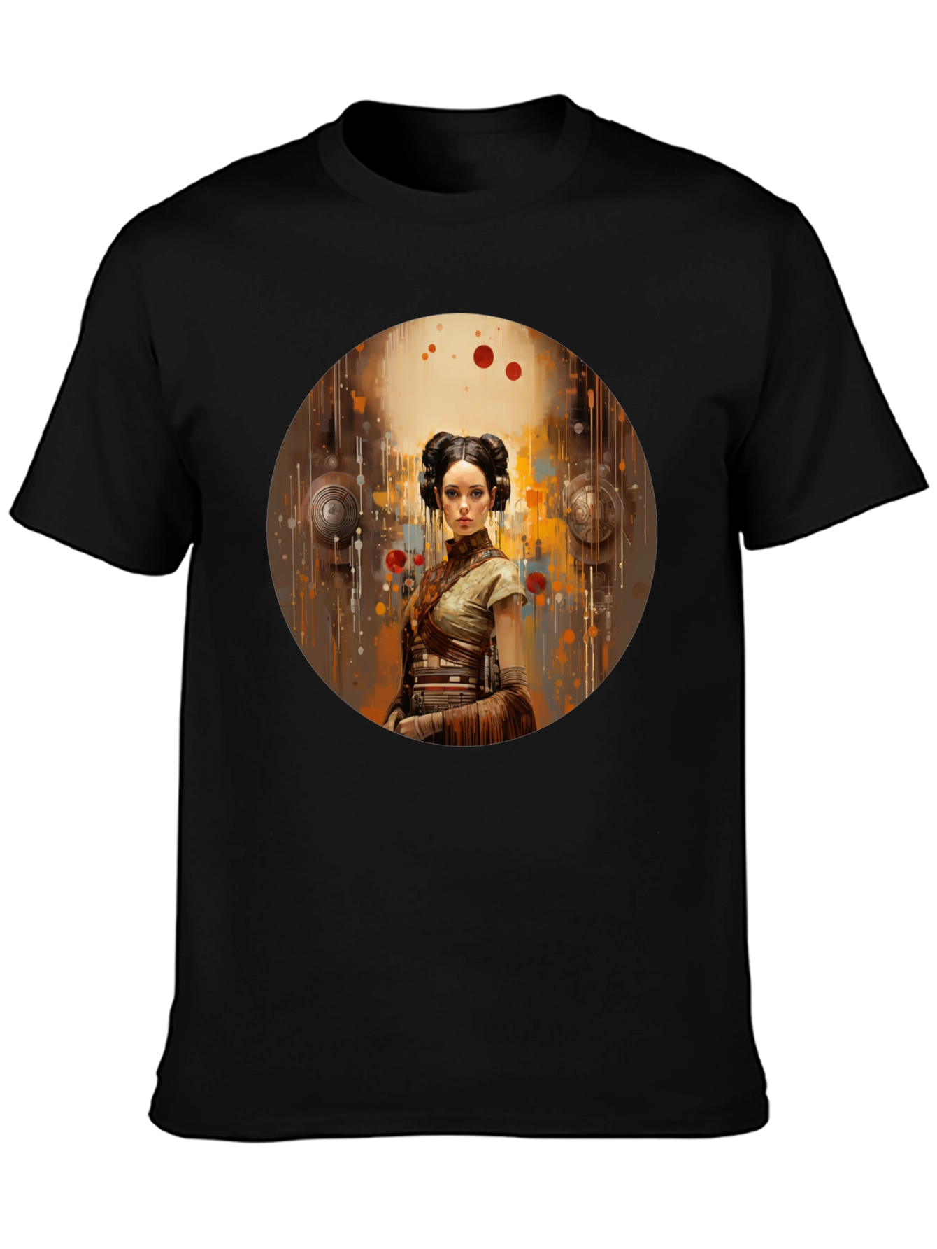 Sci-Fi Princess Graphic Tee - Soft Black Cotton Blend