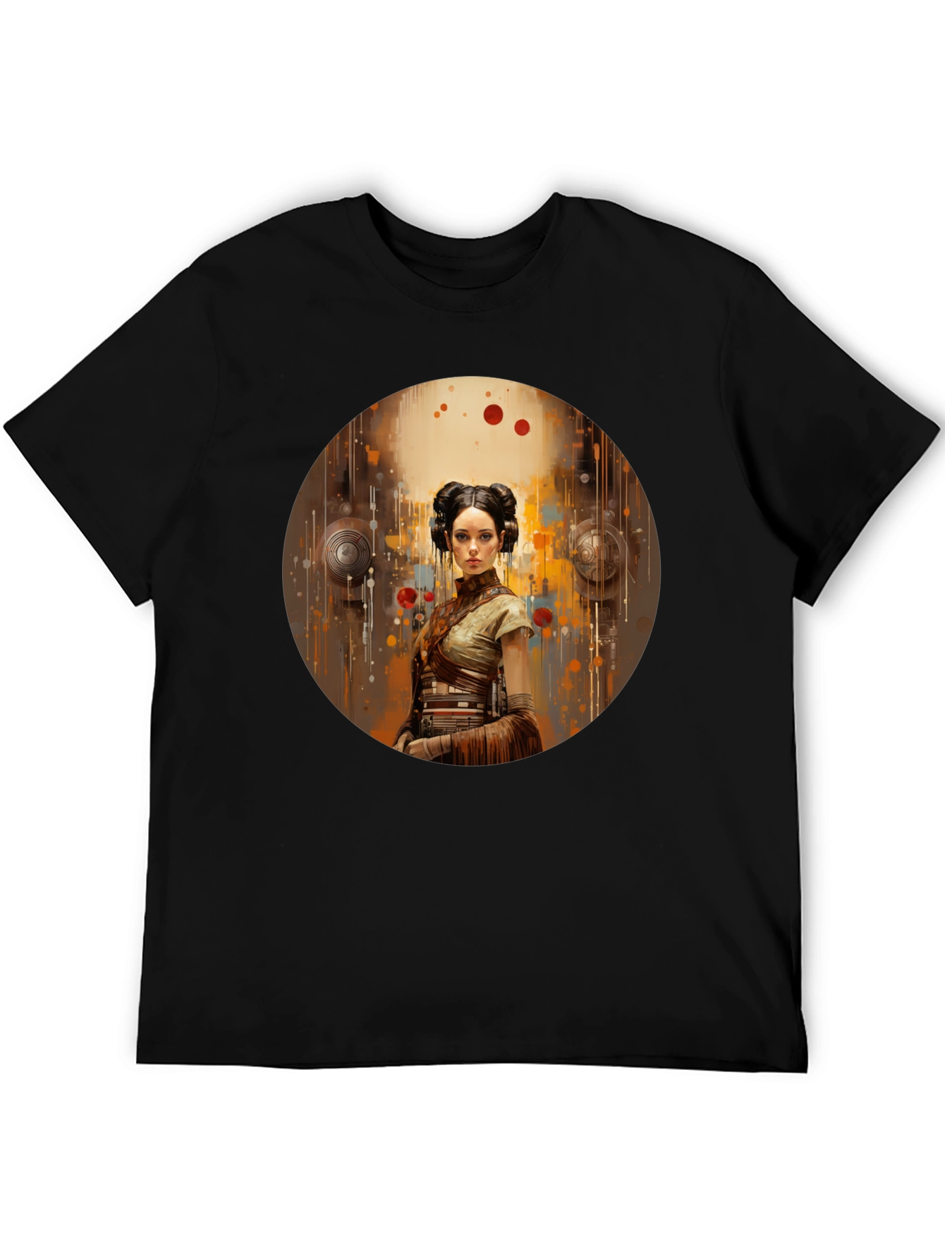 Sci-Fi Princess Graphic Tee - Soft Black Cotton Blend