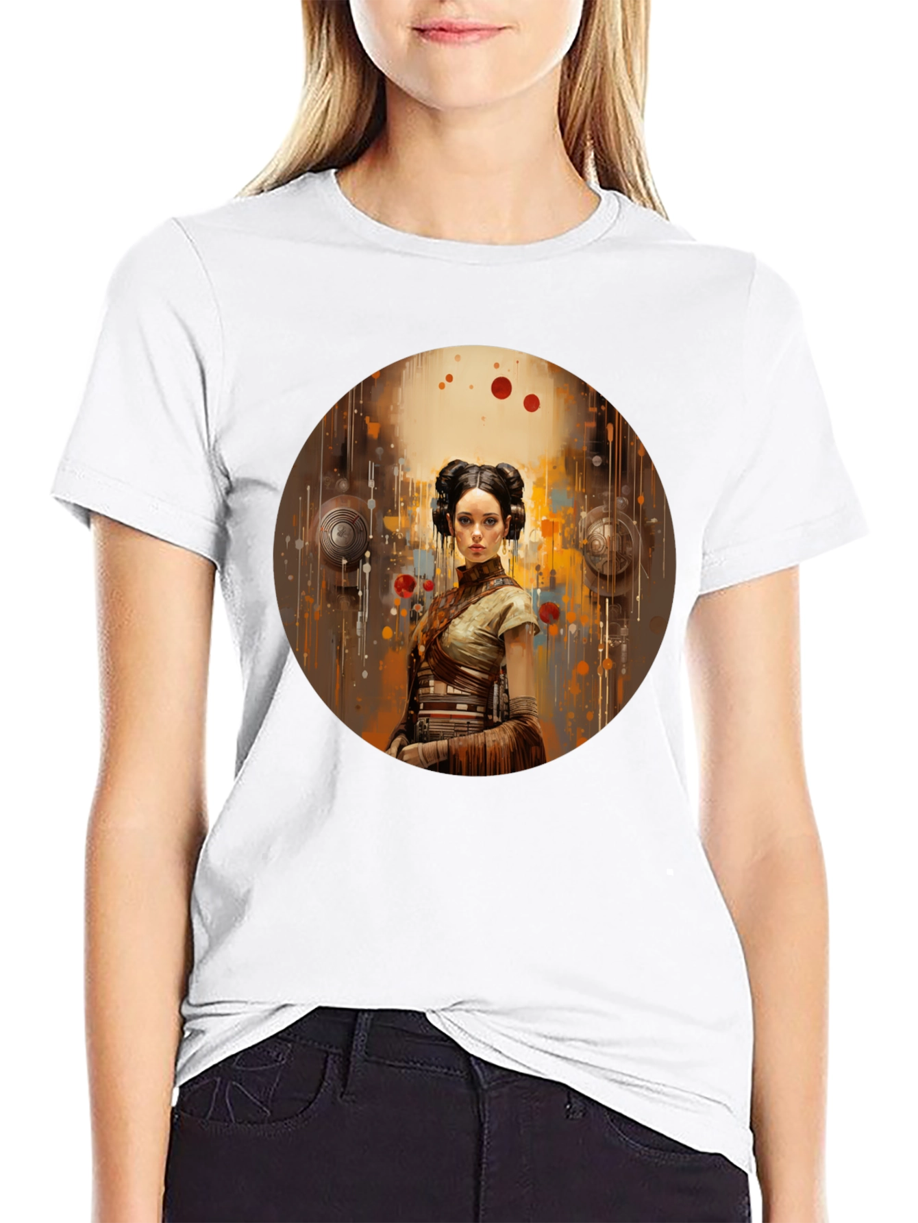 Sci-Fi Princess Graphic Tee - Soft Black Cotton Blend
