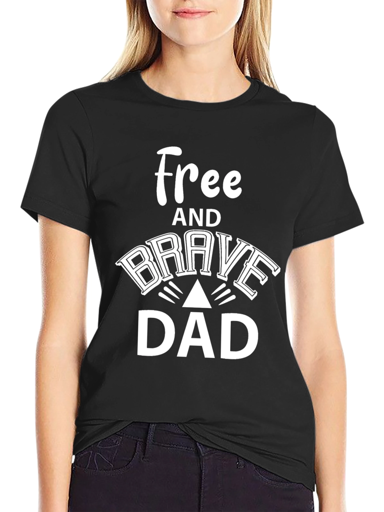 Free and Brave Dad Black Graphic T-Shirt