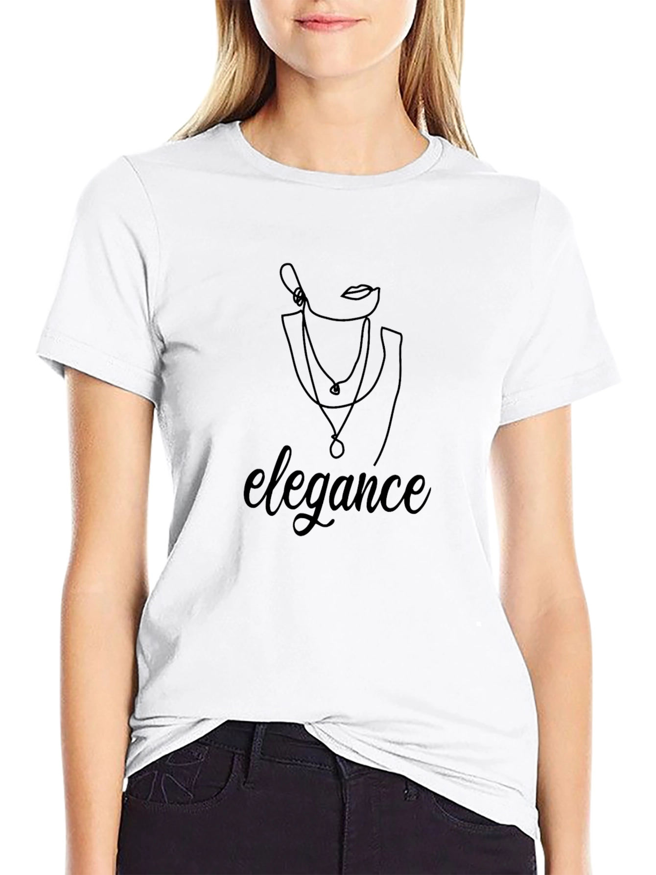 Elegant Woman Graphic Black T-Shirt - Stylish Fashion Tee