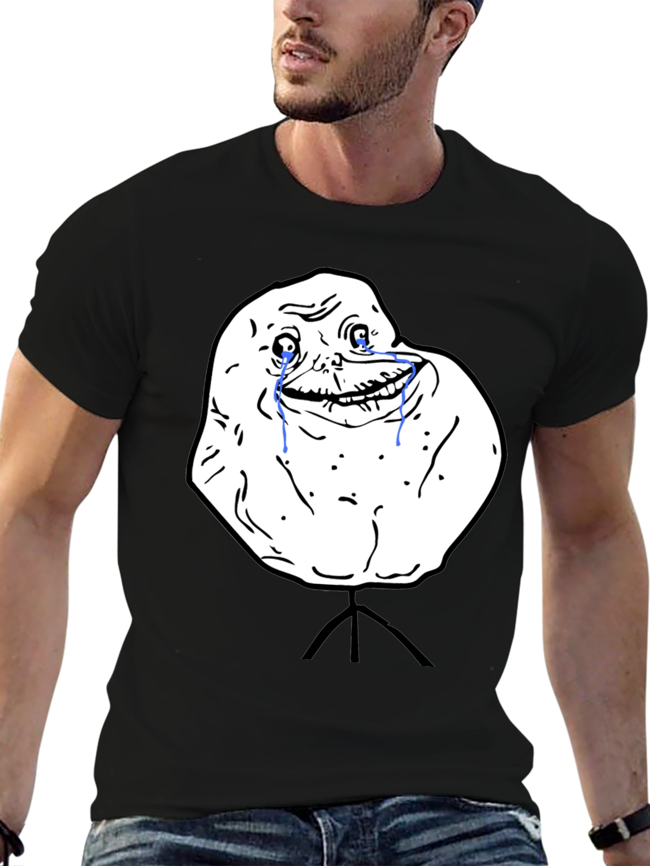 Forever Alone Meme Black T-Shirt