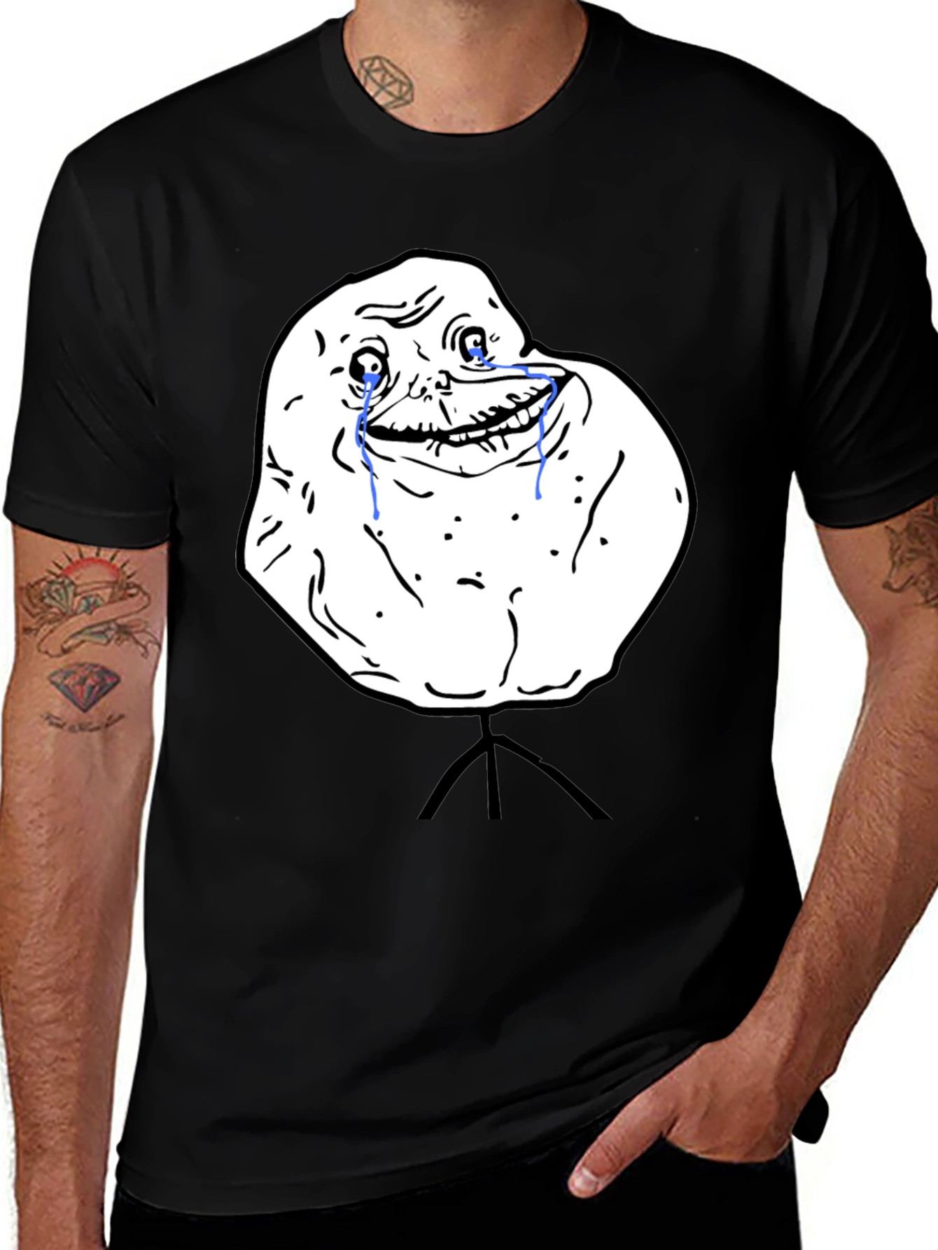 Forever Alone Meme Black T-Shirt
