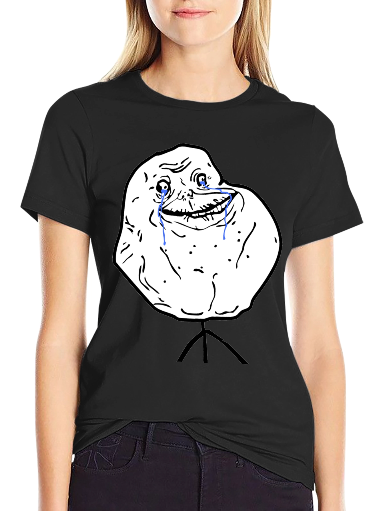 Forever Alone Meme Black T-Shirt