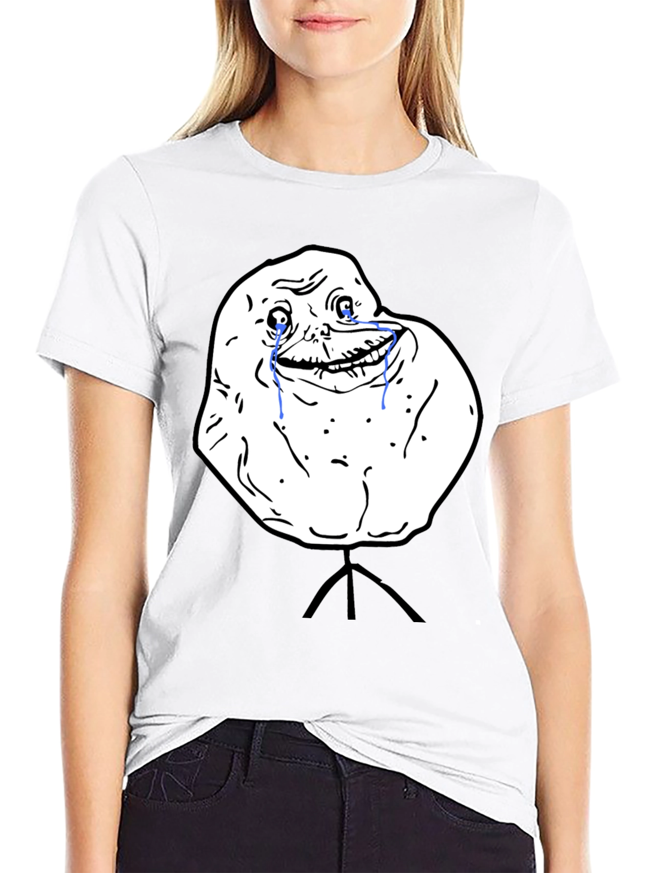 Forever Alone Meme Black T-Shirt