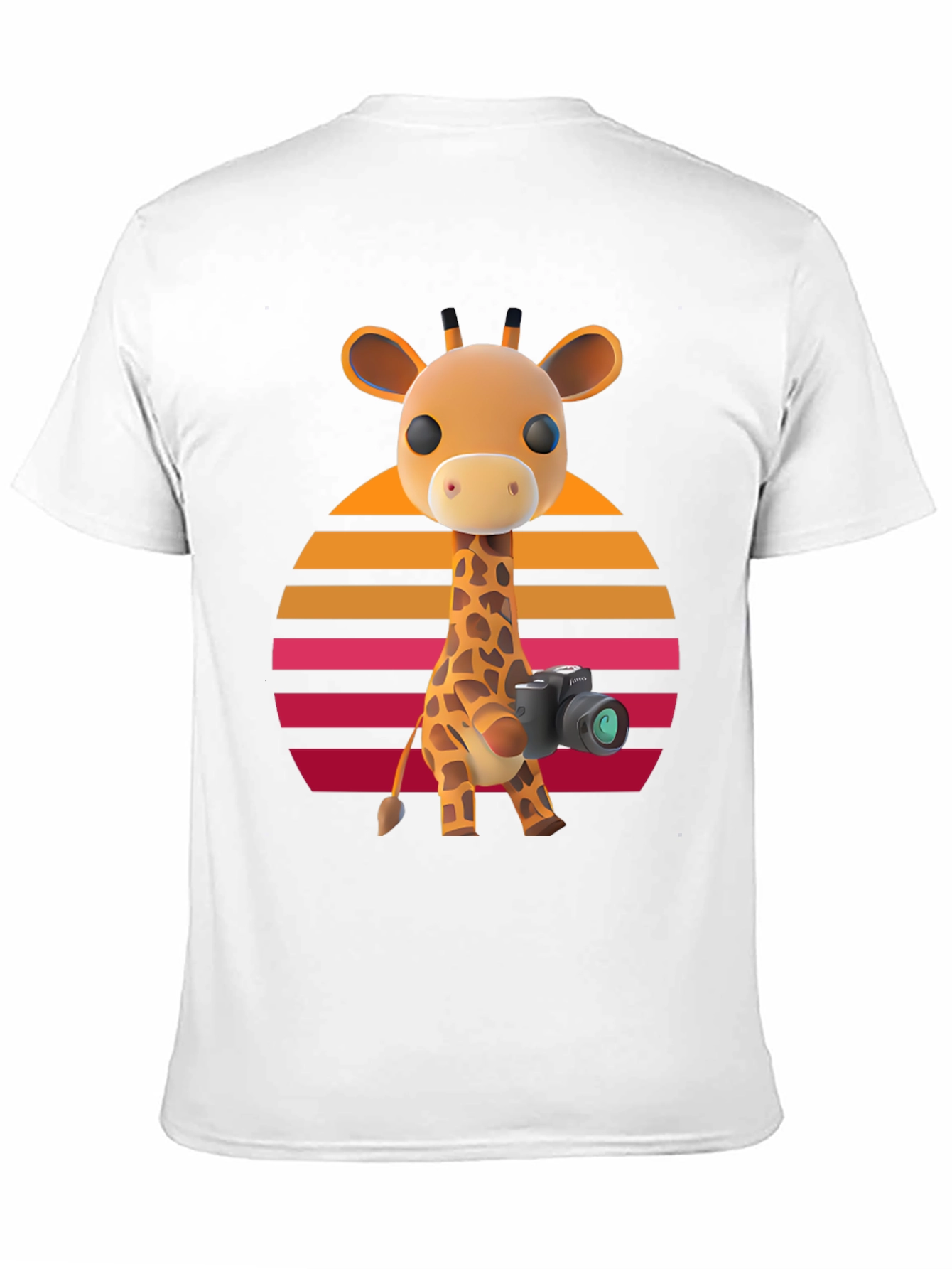 Giraffe Photographer T-Shirt - Sunset Design