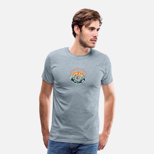 Hiking Inspired Compass and Mountain Landscape