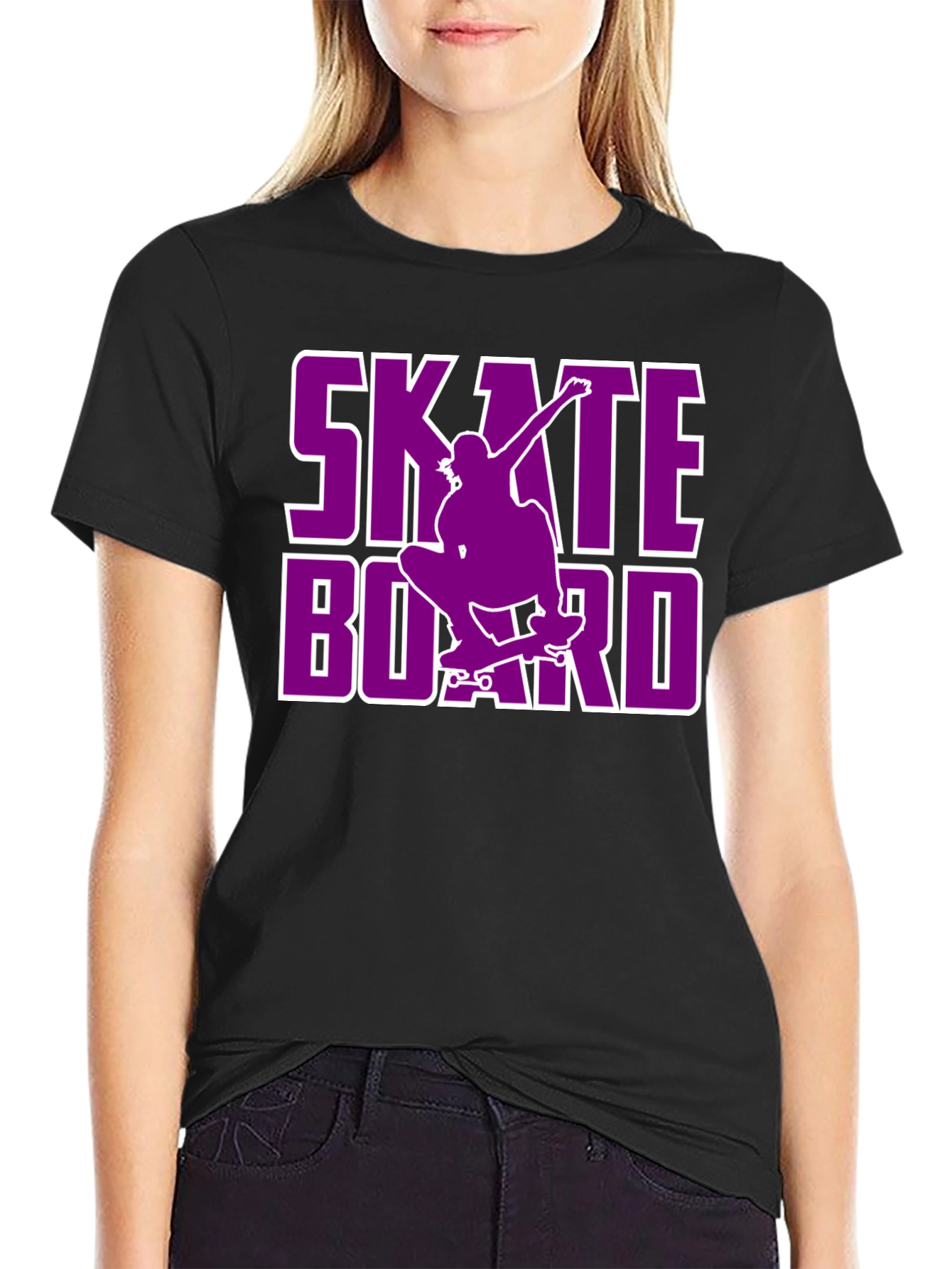 Skateboard Graphic Tee - Black Cotton