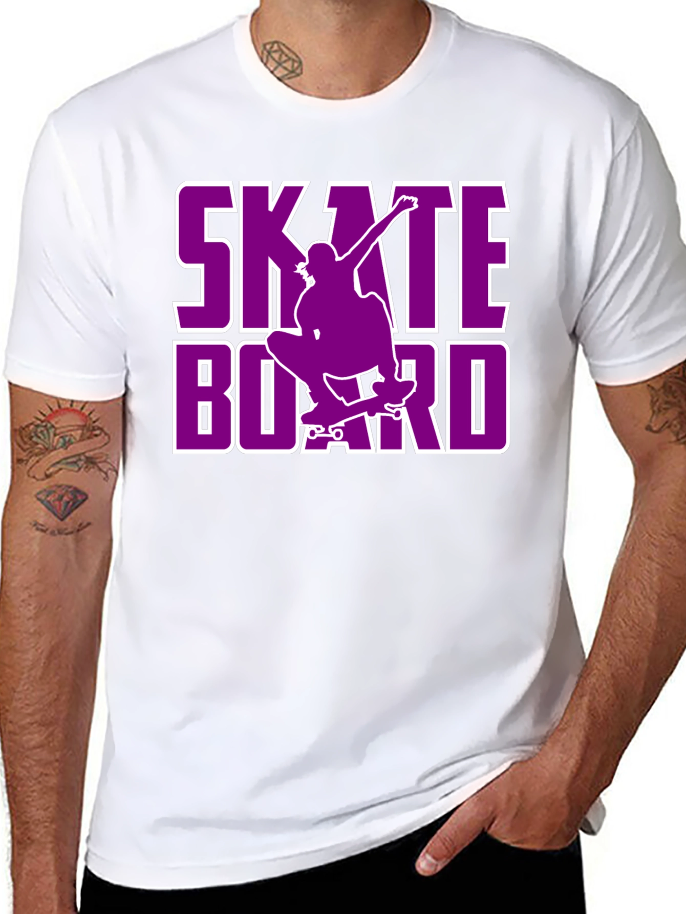 Skateboard Graphic Tee - Black Cotton