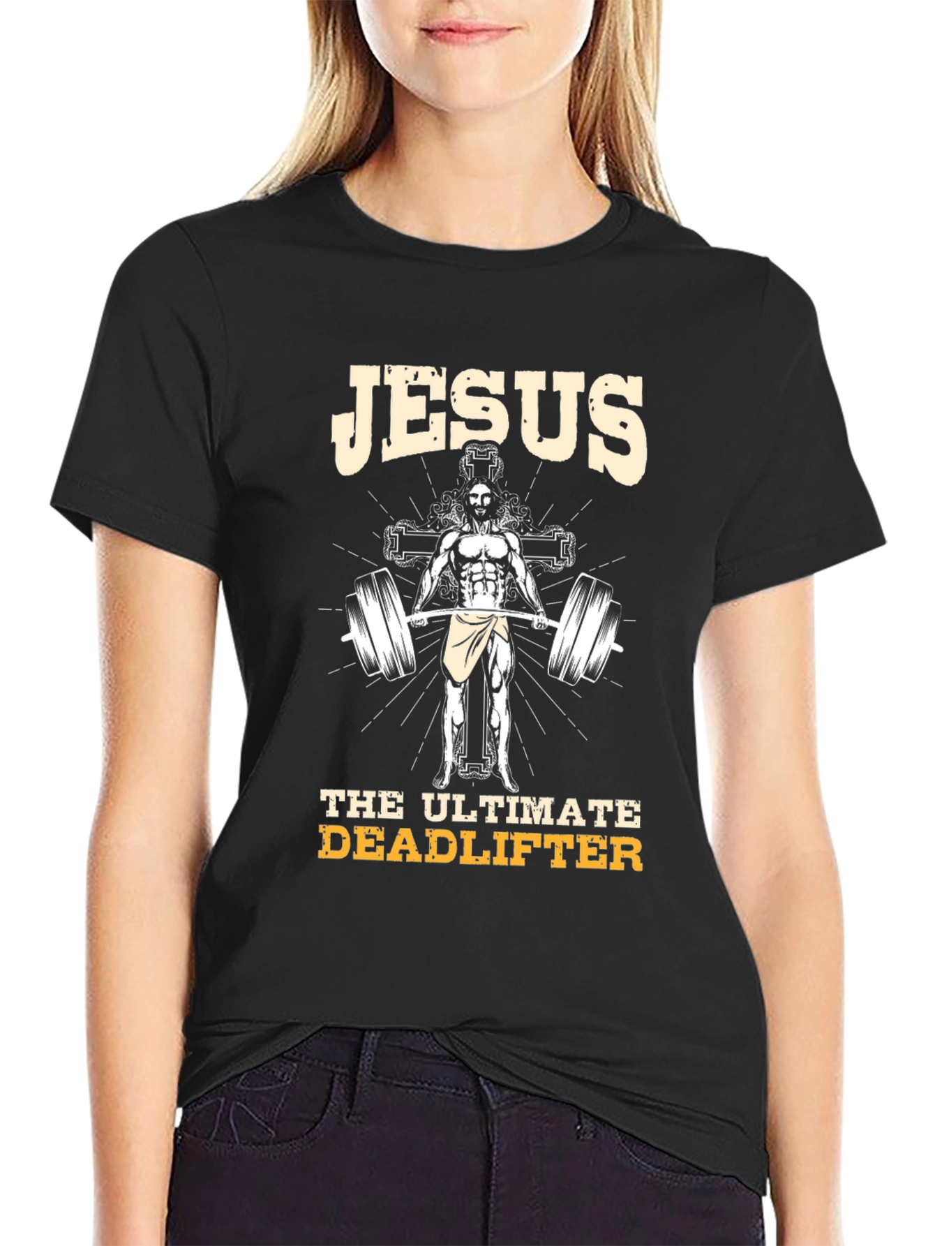 Jesus Ultimate Deadlifter Graphic T-Shirt - Black