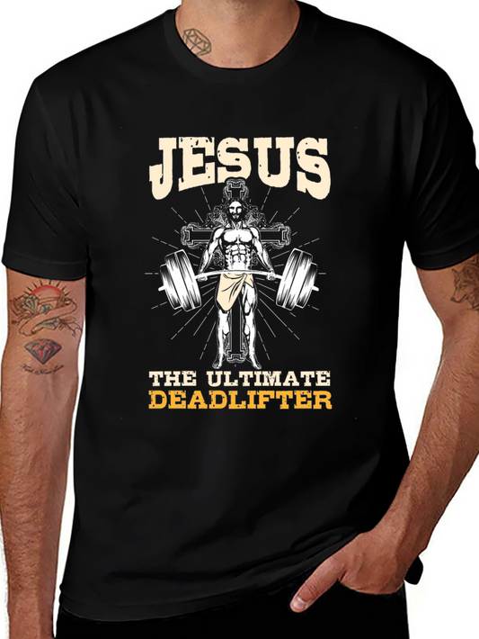 Jesus Ultimate Deadlifter Graphic T-Shirt - Black