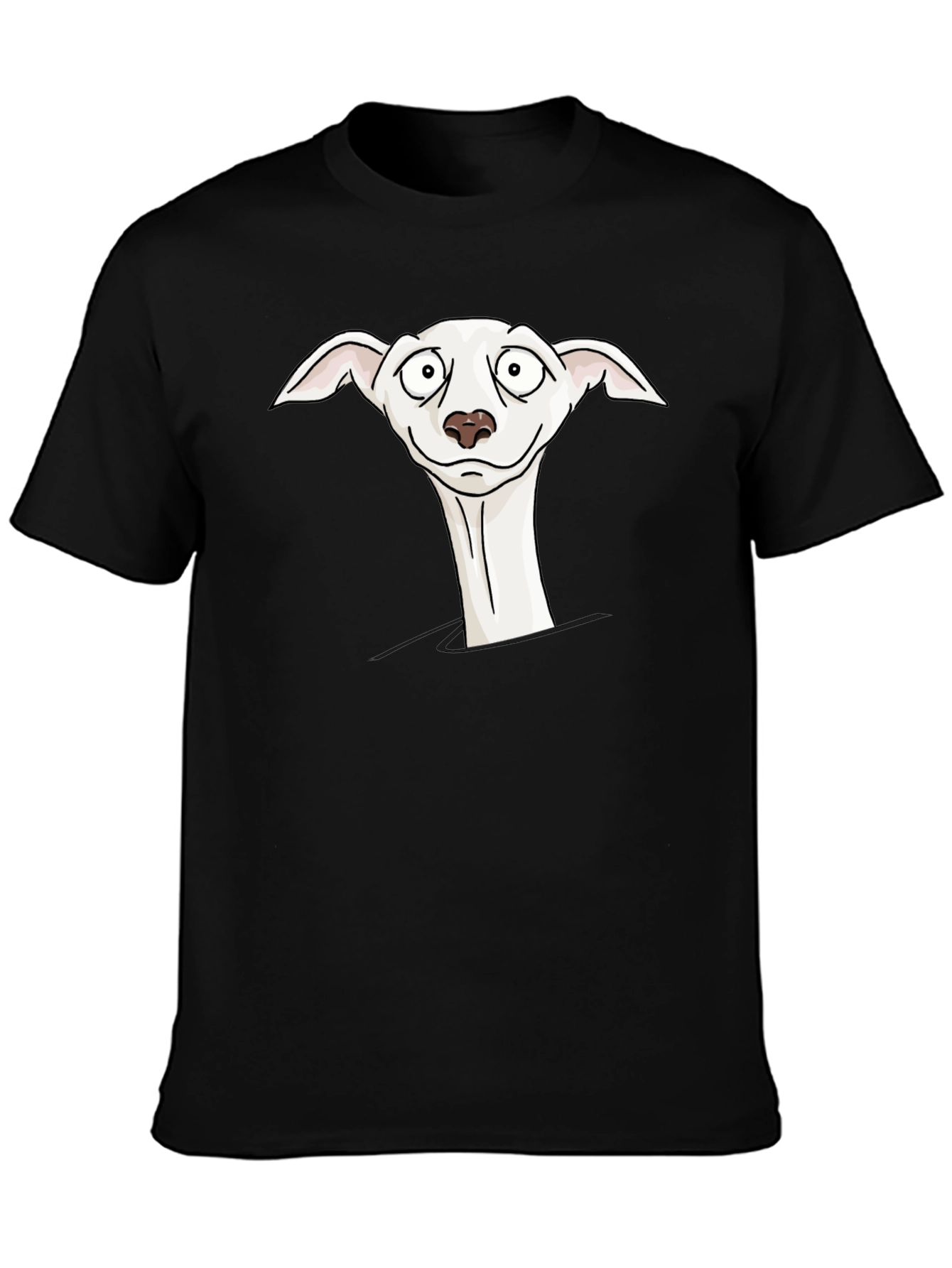 Cartoon Dog Peek-a-Boo Black T-Shirt