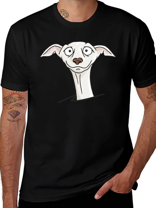 Cartoon Dog Peek-a-Boo Black T-Shirt