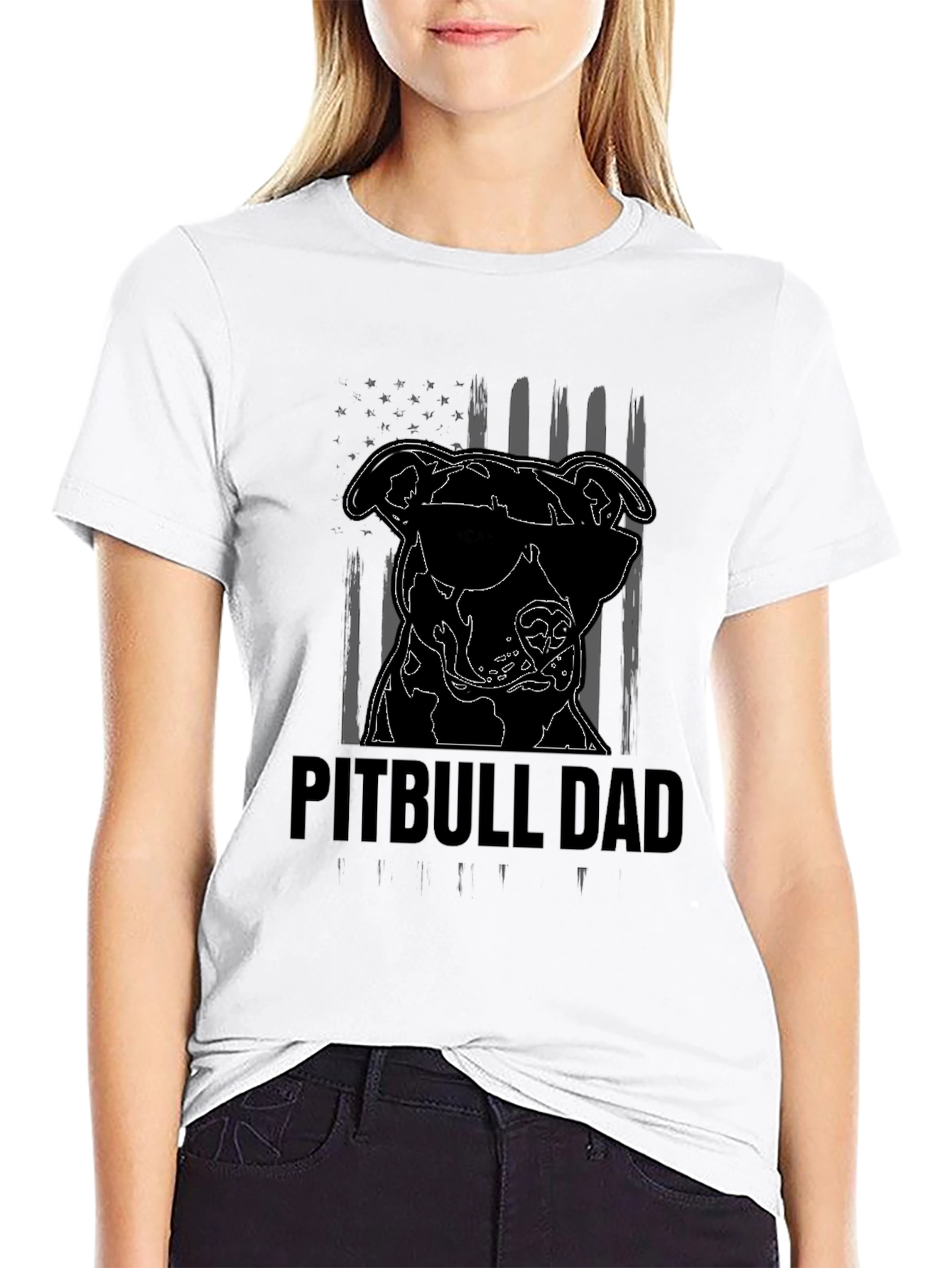 Pitbull Dad T-Shirt: Cool Dog with American Flag