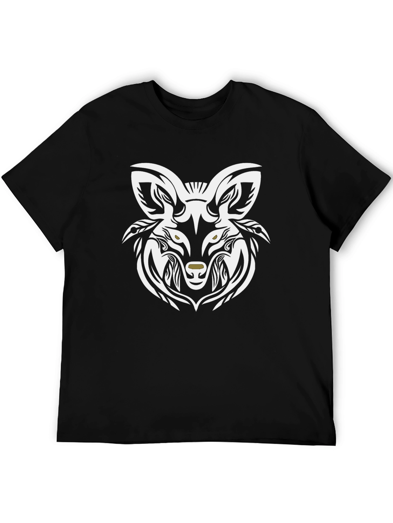 Tribal Wolf Graphic Tee - Stylish Black T-Shirt