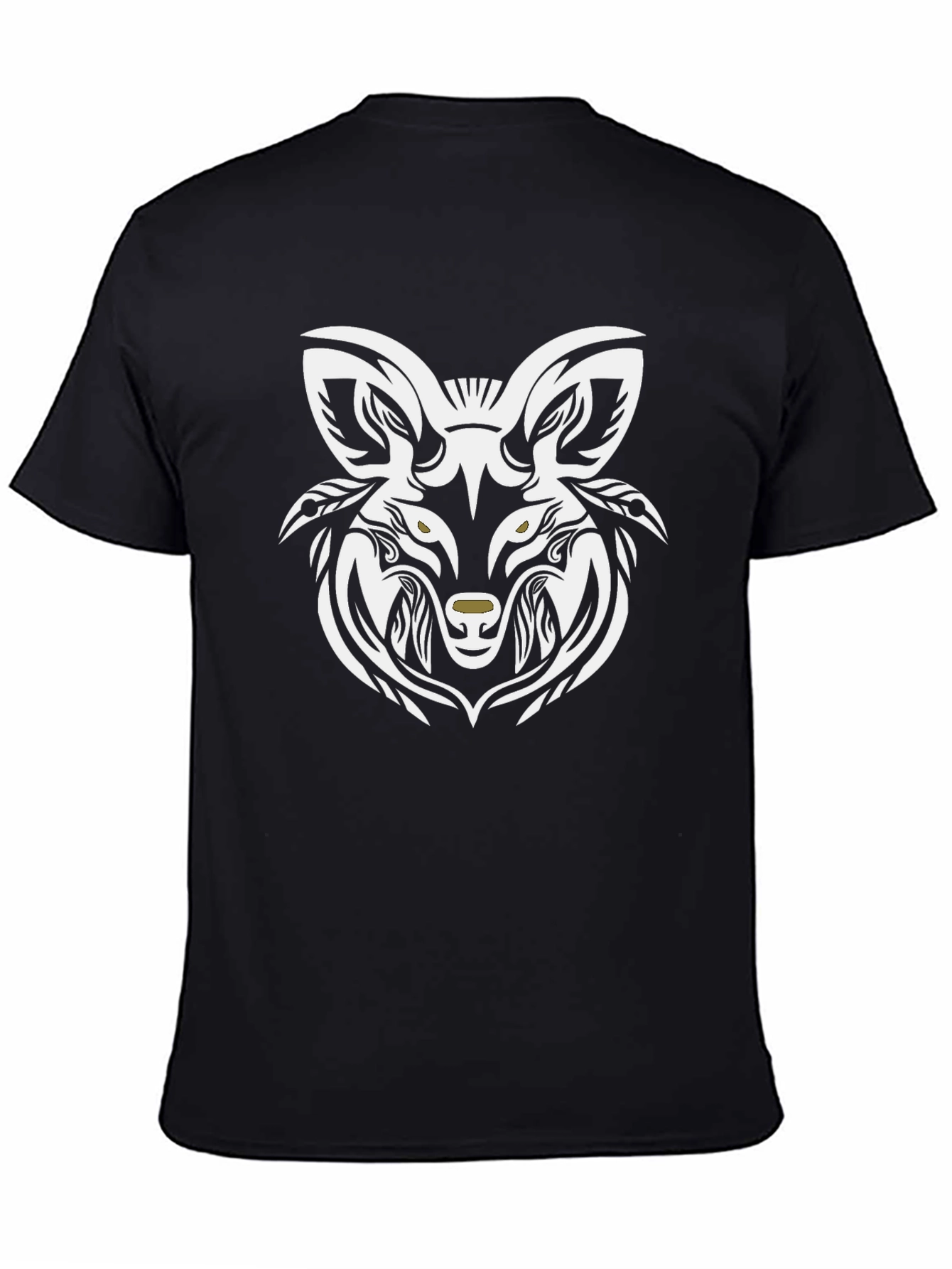 Tribal Wolf Graphic Tee - Stylish Black T-Shirt