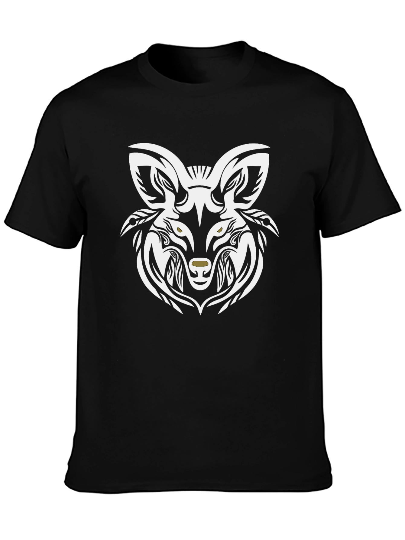 Tribal Wolf Graphic Tee - Stylish Black T-Shirt