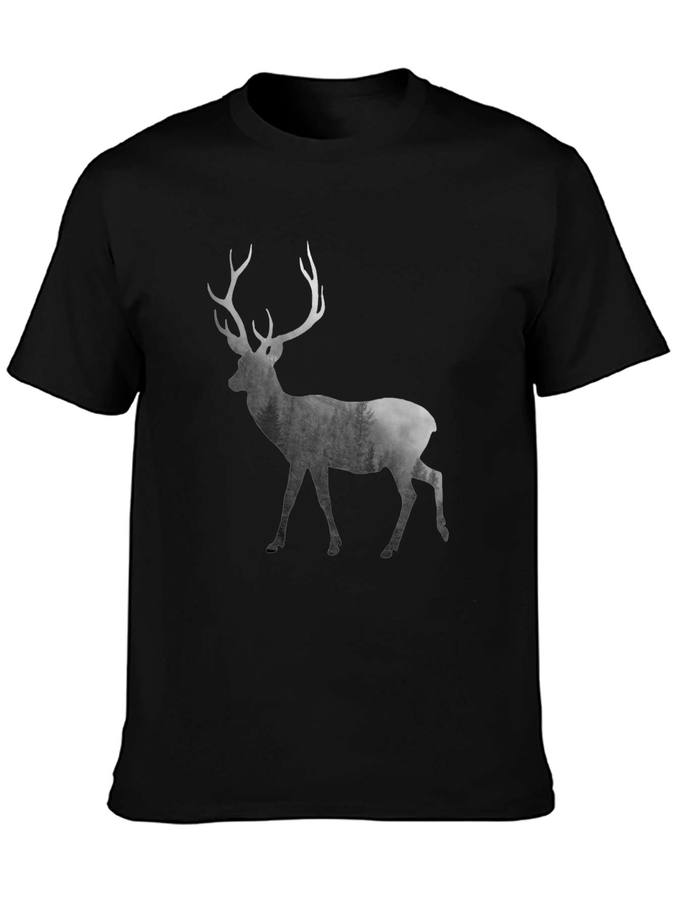 Mens Black Deer Graphic T-Shirt