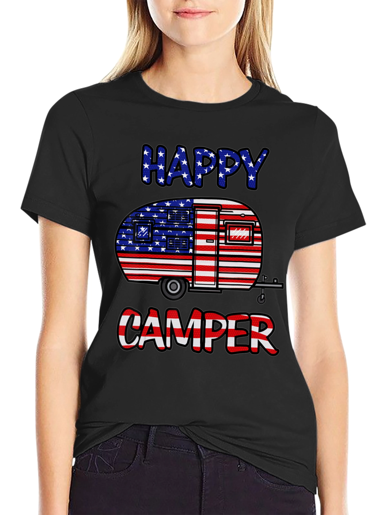 Happy Camper USA Flag Graphic Tee