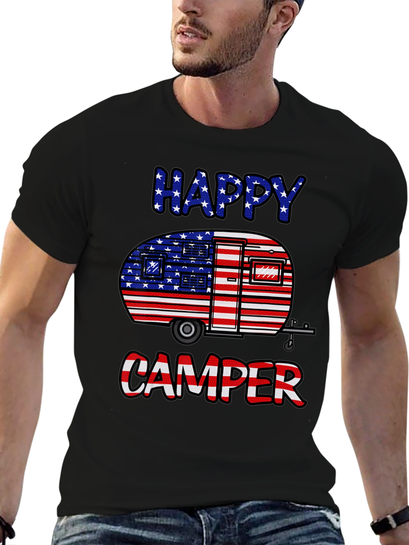 Happy Camper USA Flag Graphic Tee