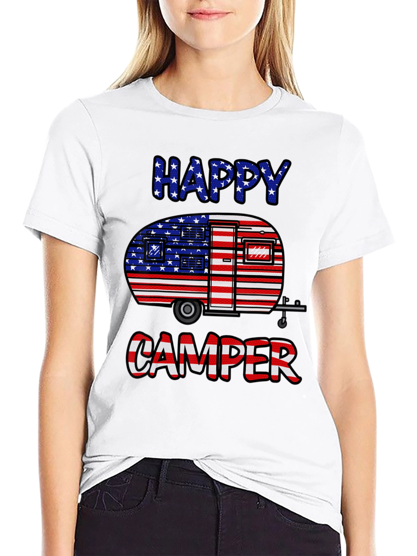 Happy Camper USA Flag Graphic Tee