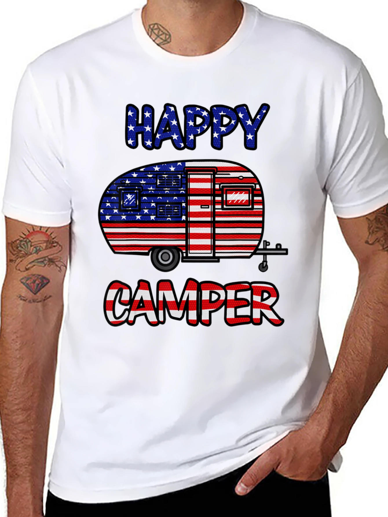 Happy Camper USA Flag Graphic Tee
