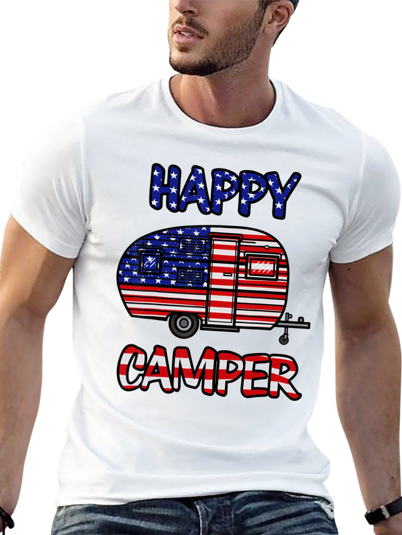 Happy Camper USA Flag Graphic Tee