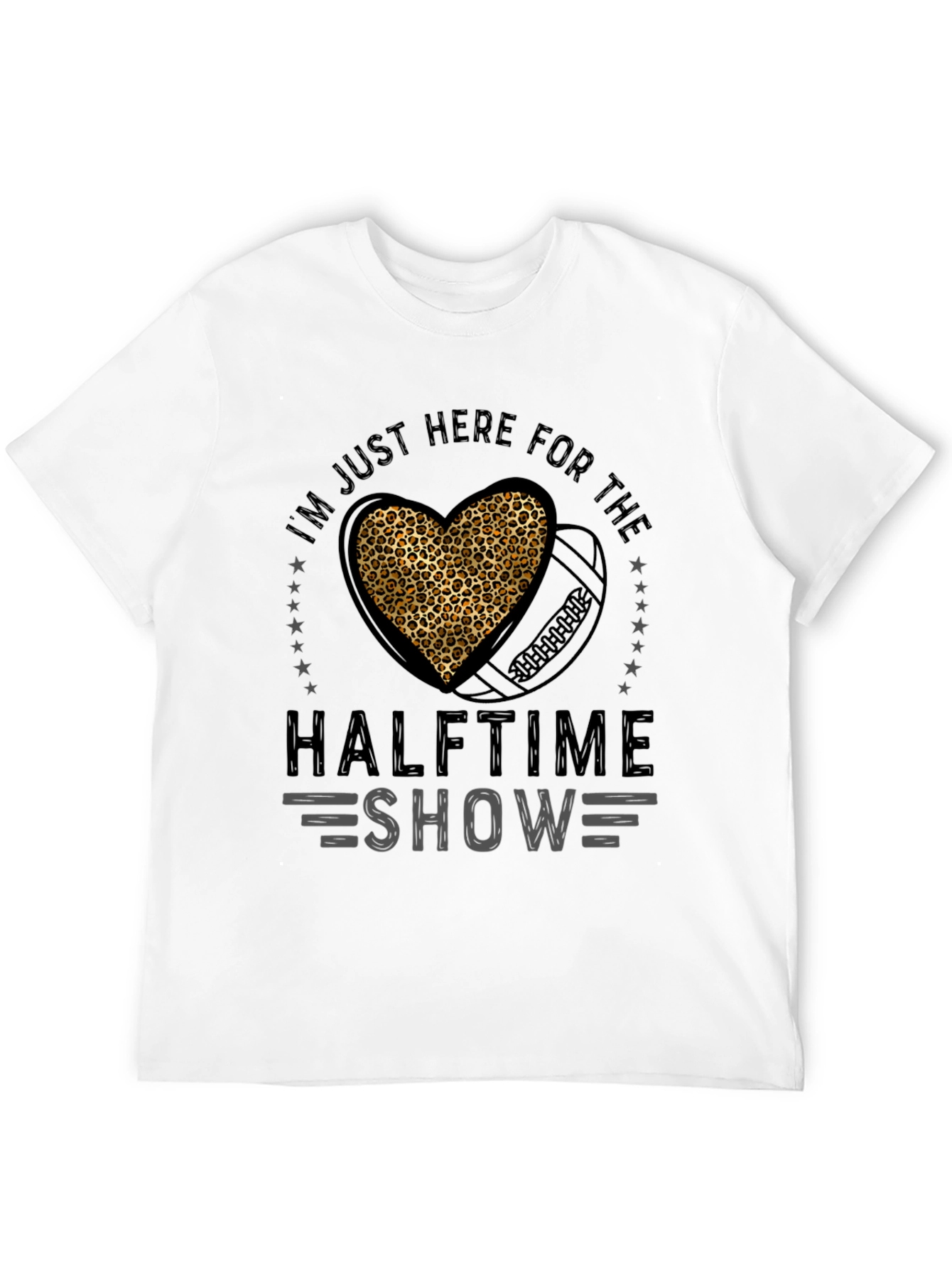 Halftime Show Leopard Heart Football T-Shirt