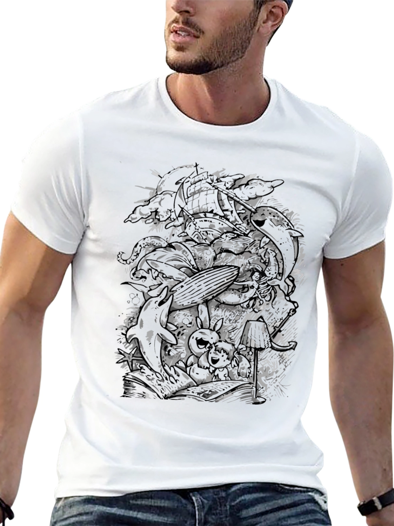 Abstract Skull Graphic Black T-Shirt