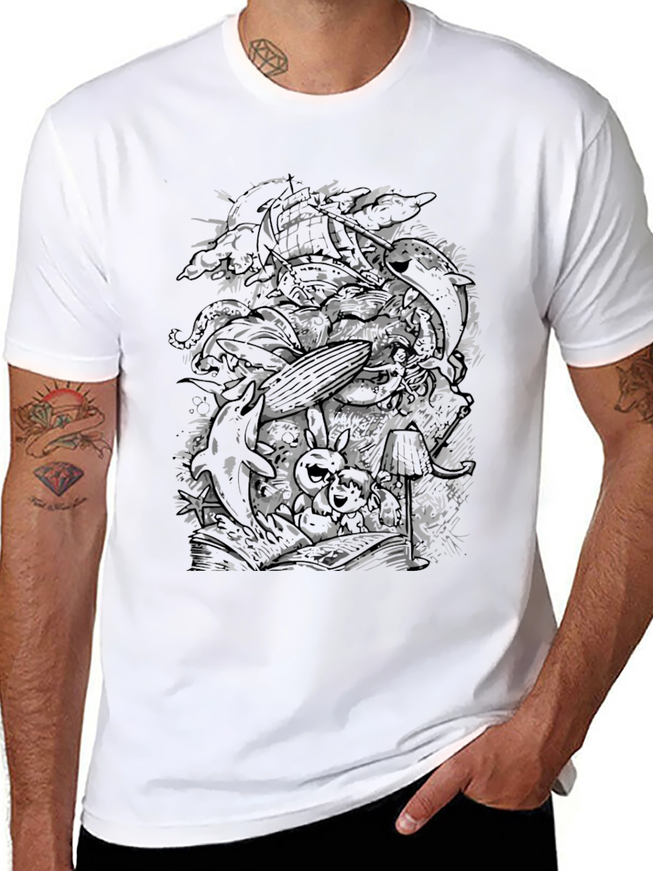 Abstract Skull Graphic Black T-Shirt