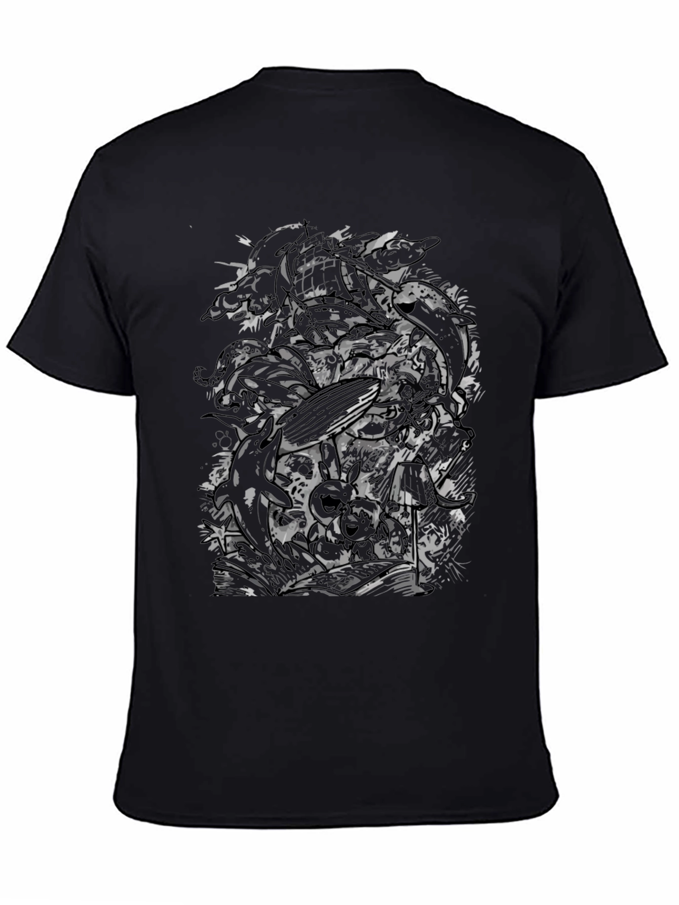 Abstract Skull Graphic Black T-Shirt