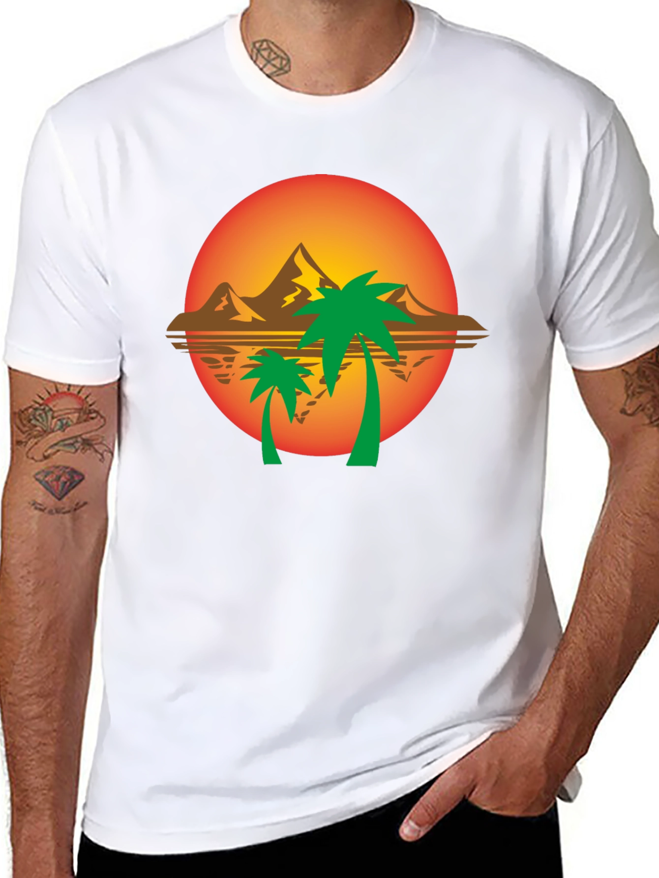 Sunset Palms Graphic Tee - Tropical Vibes