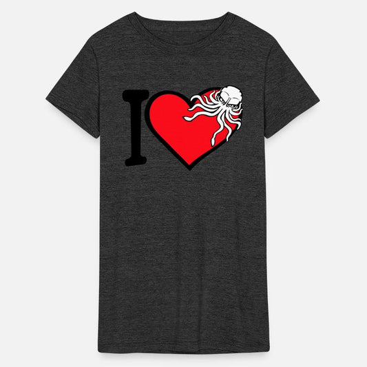 I love octopus heart symbol logo cute squid animal