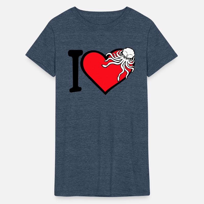 I love octopus heart symbol logo cute squid animal
